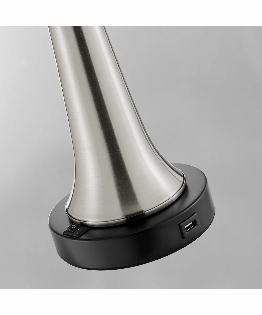 Gavino 2-Light 2 Pack-Table Lamp Brushed Nickel/Black/Fabric Shade With Usb - Image 2