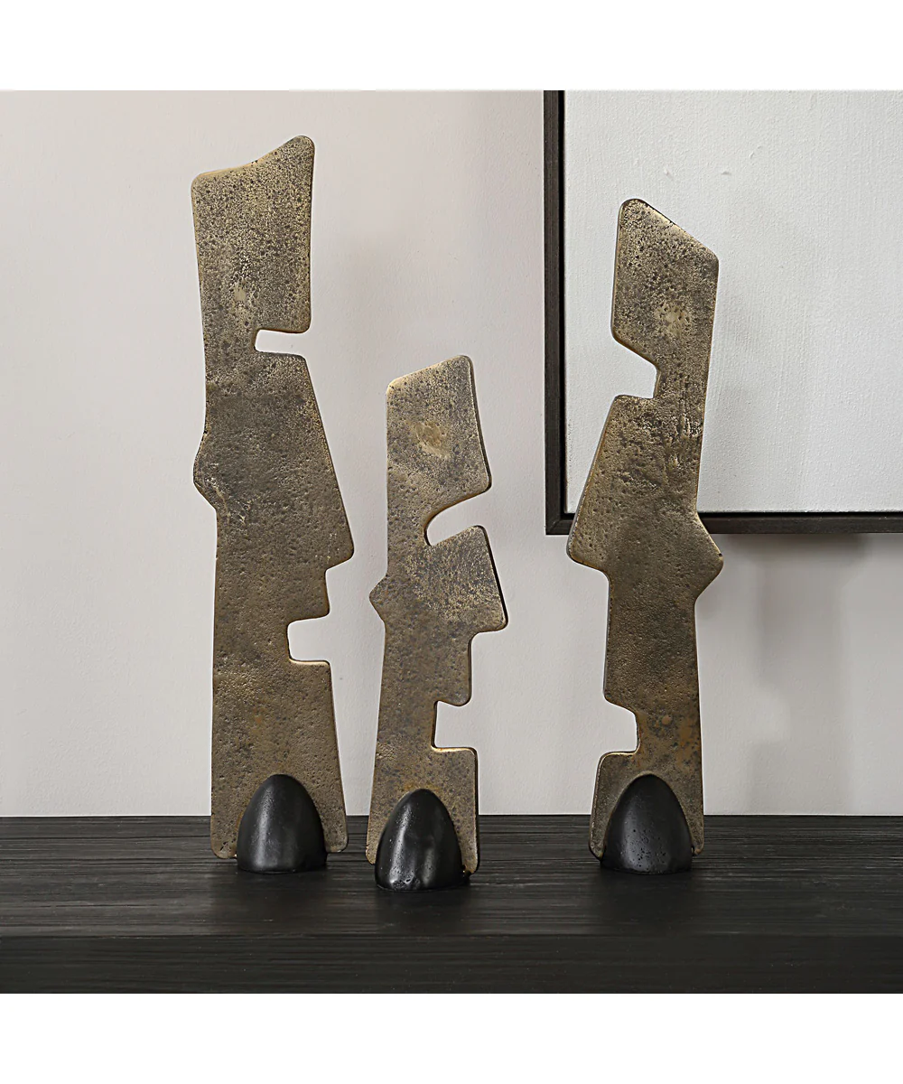 Geometric Echoes Bronze Sculptures Set of 3 - Image 2