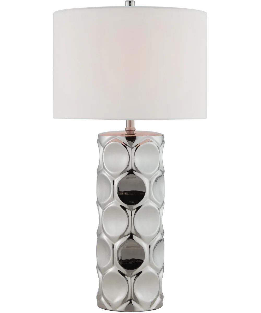 Godfried 1-Light Table Lamp Plated Silver Ceramichrome/ White Fabric