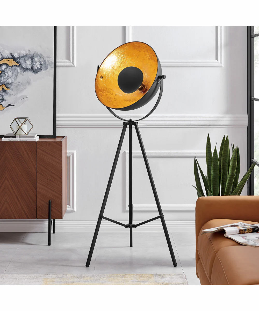 Gothard 1-Light Metal Floor Lamp Black/Aged Gold - Image 3