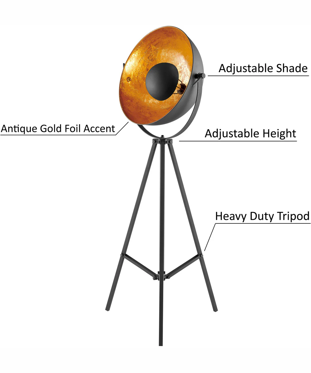 Gothard 1-Light Metal Floor Lamp Black/Aged Gold - Image 5