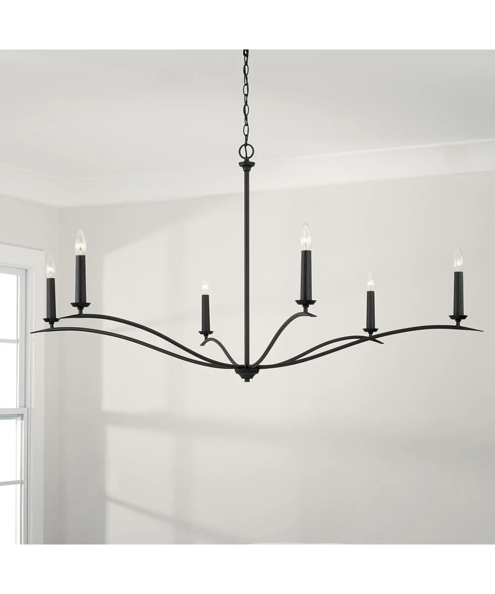 Grady 6-Light Chandelier Black Iron - Image 2