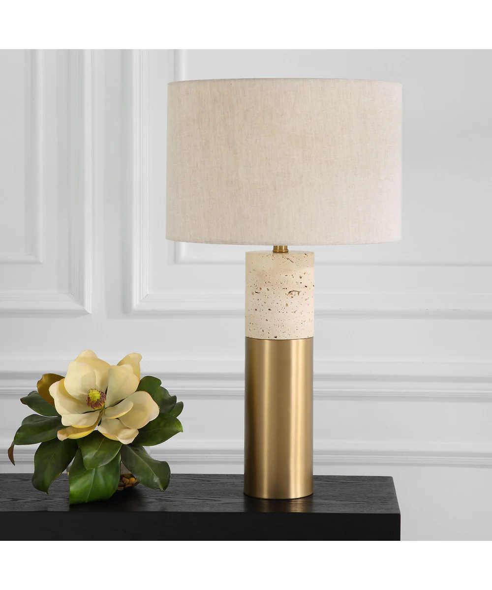 Gravitas Elegant Brass & Stone Lamp - Image 3