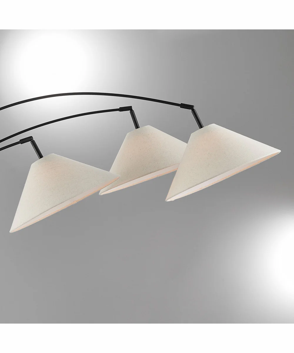 Hadas 3-Light 3-Light Arch Lamp Black/Fabric Shade - Image 2