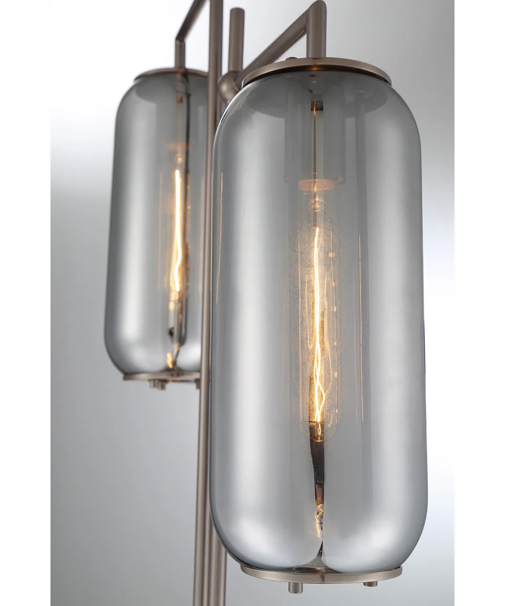 Hagen 2-Light 2-Light Floor Lamp G/Smoke Glass Shade - Image 2