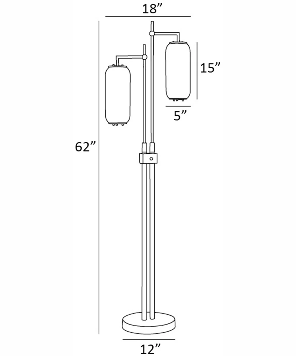 Hagen 2-Light 2-Light Floor Lamp G/Smoke Glass Shade - Image 3