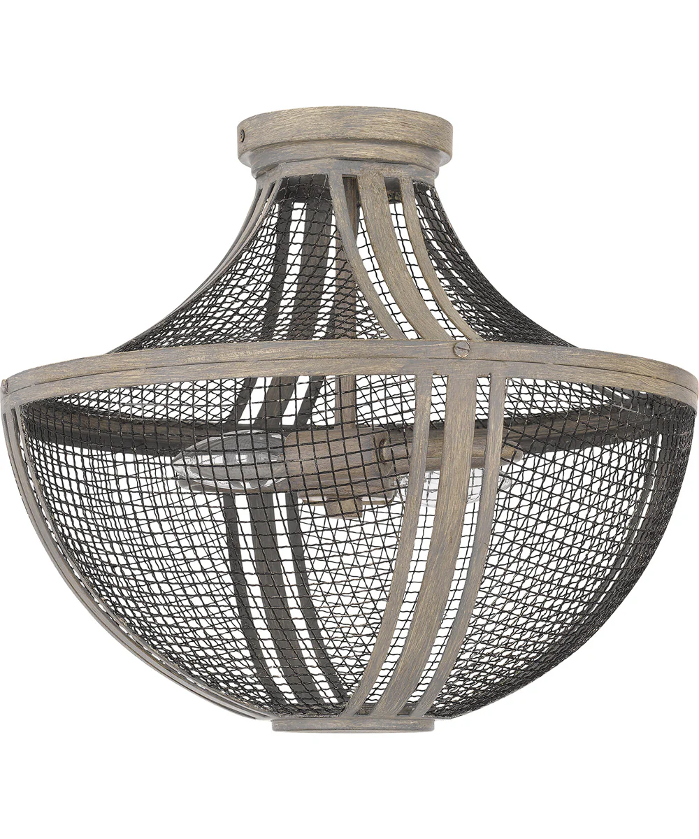 Hallie Medium 2-light Semi Flush Mount Distressed Grey Wood - Image 2