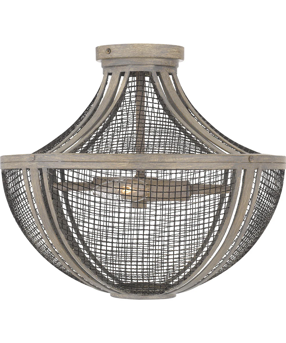 Hallie Medium 2-light Semi Flush Mount Distressed Grey Wood - Image 3