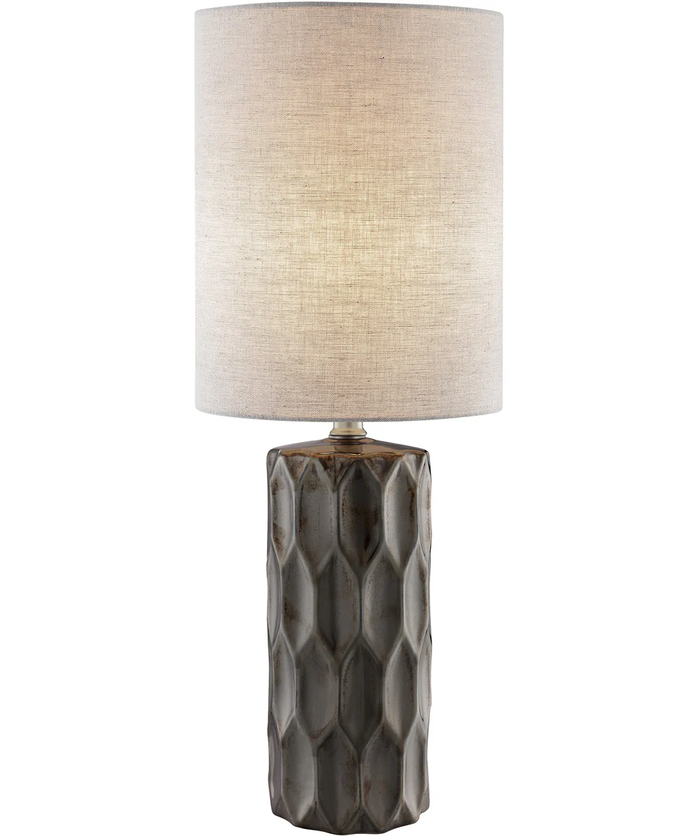 Halsey 1-Light Table Lamp Gunmetal Ceramic Body/Fabric Shade