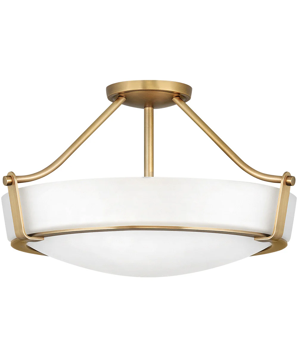 Hathaway LED-Light Large Semi-Flush Mount in Heritage Brass