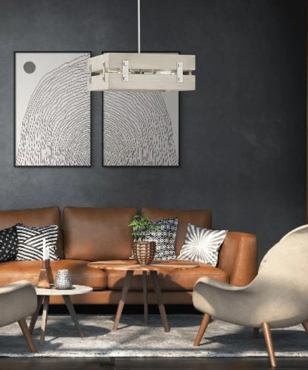 Hemsworth 4-Light 18"w Coastal Farmhouse Pendant Light Fixture Galvanized Bleached Oak Finish by Progress - Image 2
