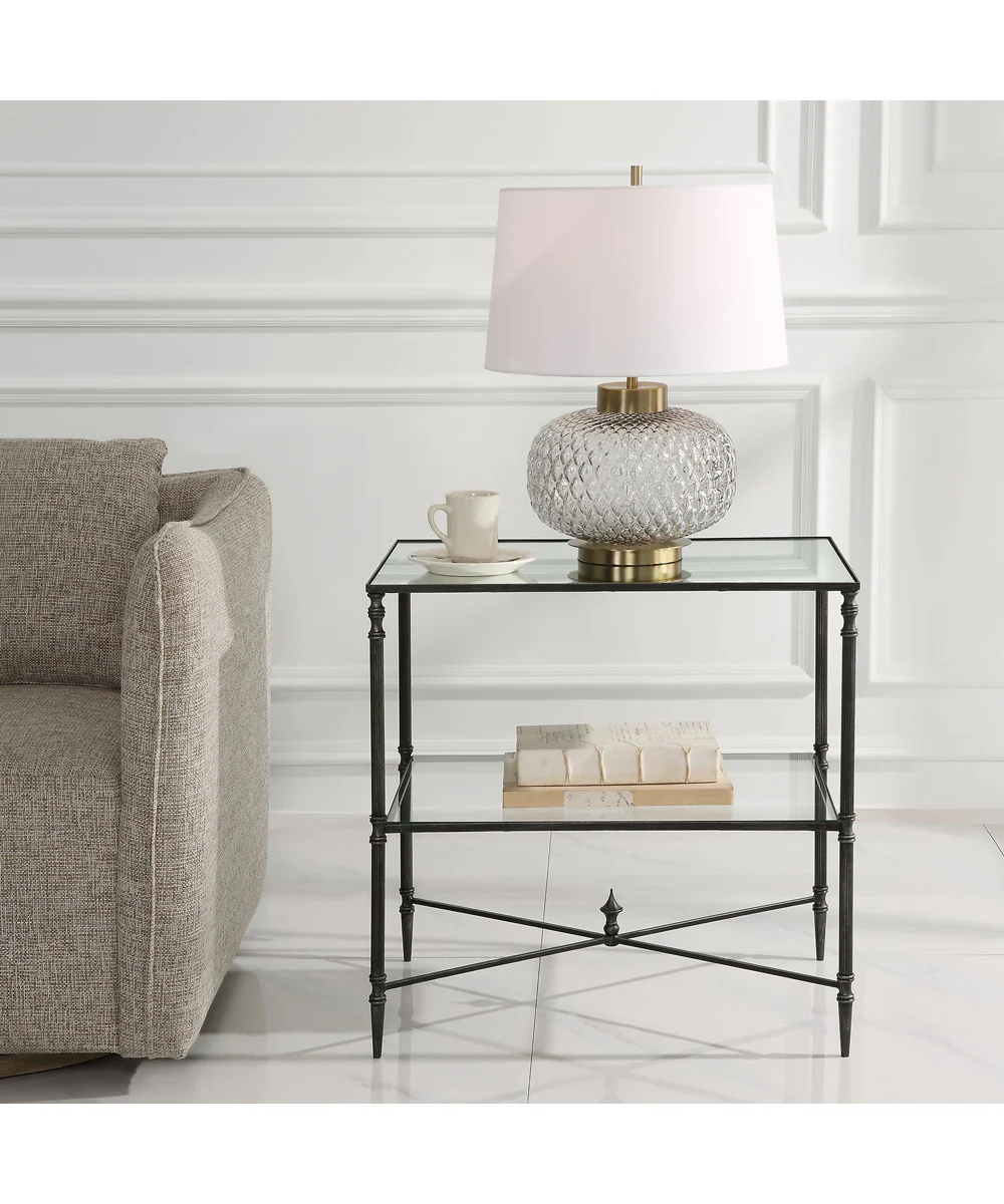 Henzler Mirrored Steel Lamp Table - Image 2