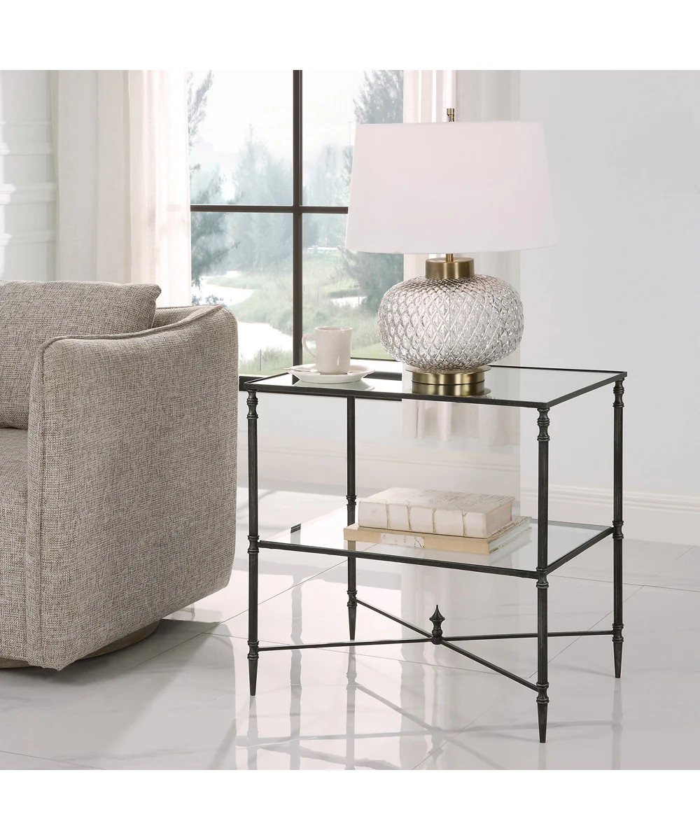 Henzler Mirrored Steel Lamp Table - Image 3