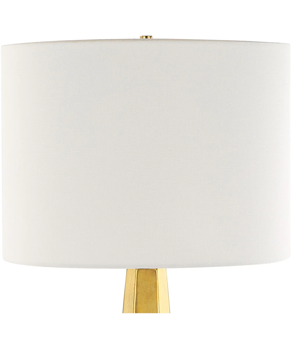 Hexagon Ceramic Gold Table Lamp with White Linen - Image 5