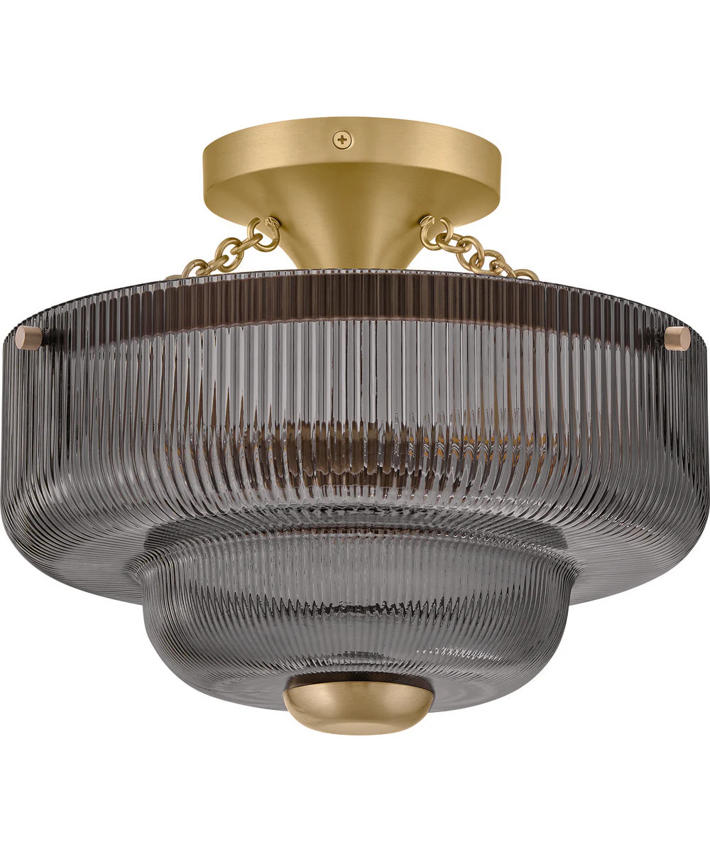 Adella 3-Light Small Semi-Flush Mount in Lacquered Brass - Image 2