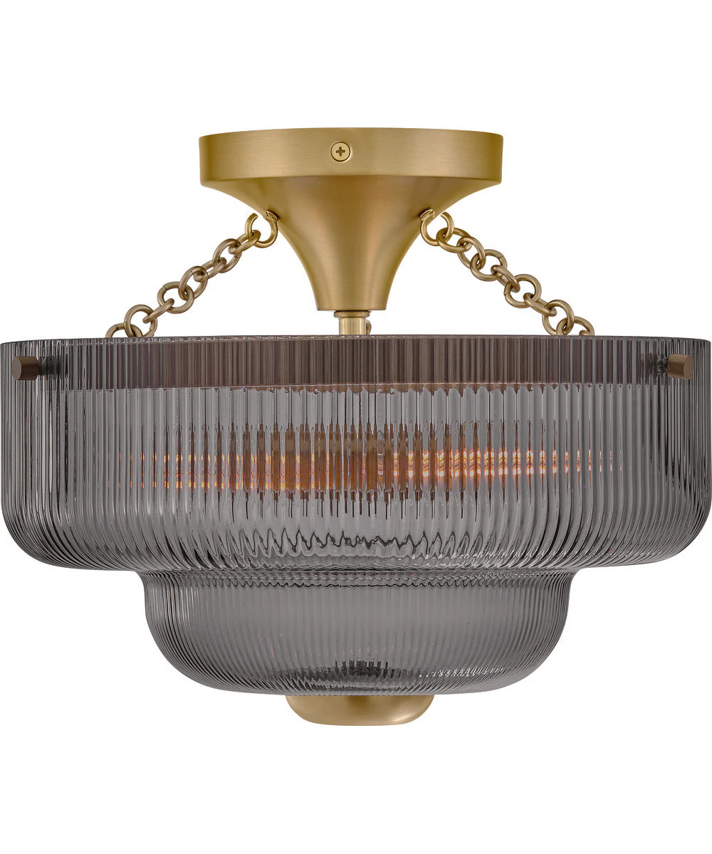 Adella 3-Light Small Semi-Flush Mount in Lacquered Brass - Image 3