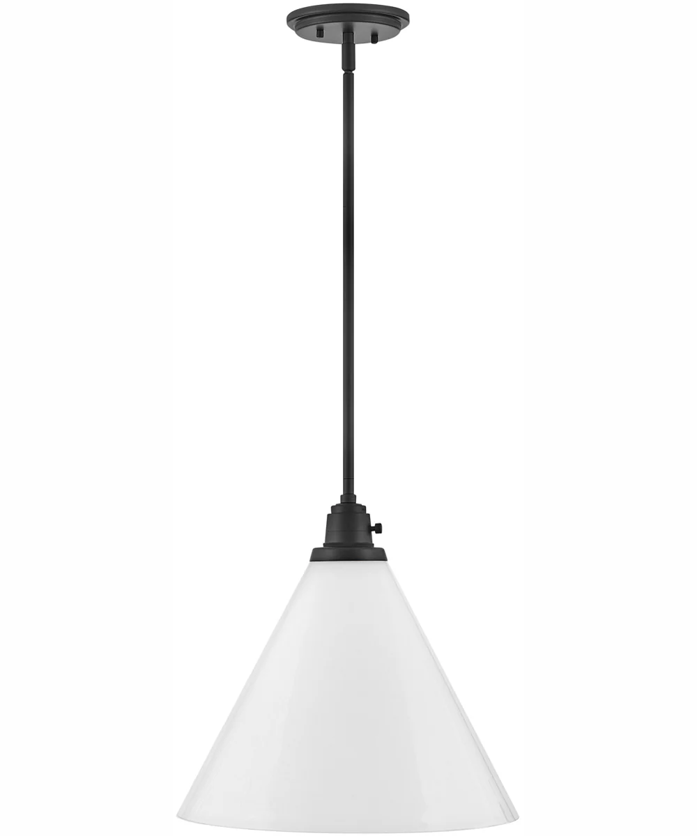 Arti 1-Light Medium Pendant in Black with Cased Opal glass - Image 3