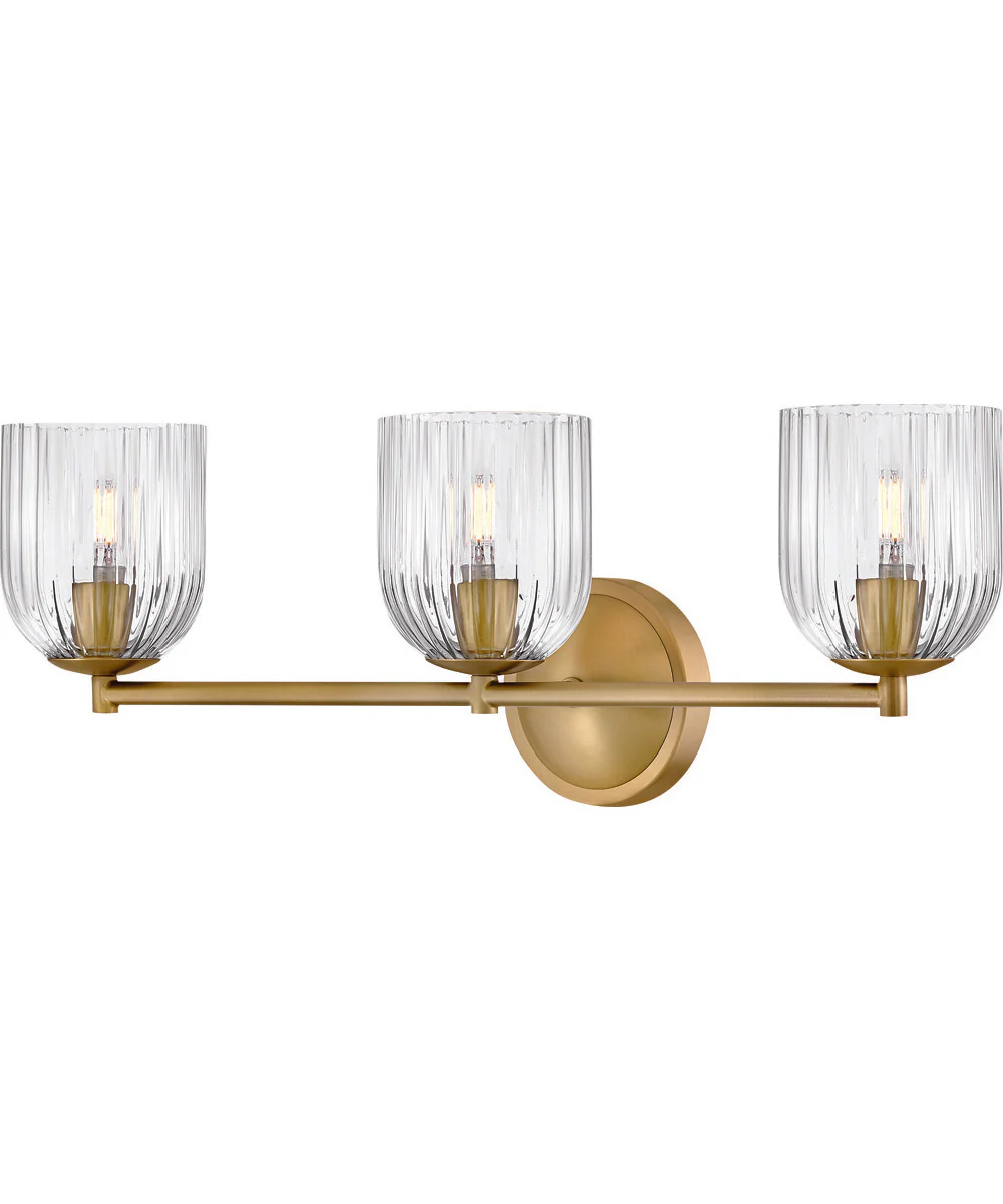 Ava 3-Light Medium Three Light Vanity in Lacquered Brass - Image 3