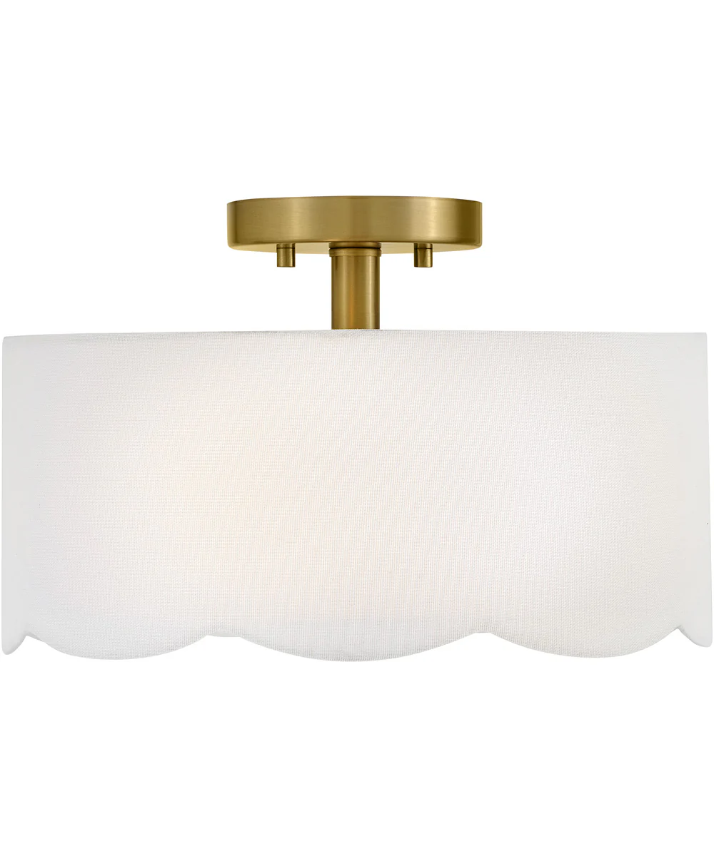 Bliss 2-Light Medium Semi-Flush Mount in Lacquered Brass - Image 3