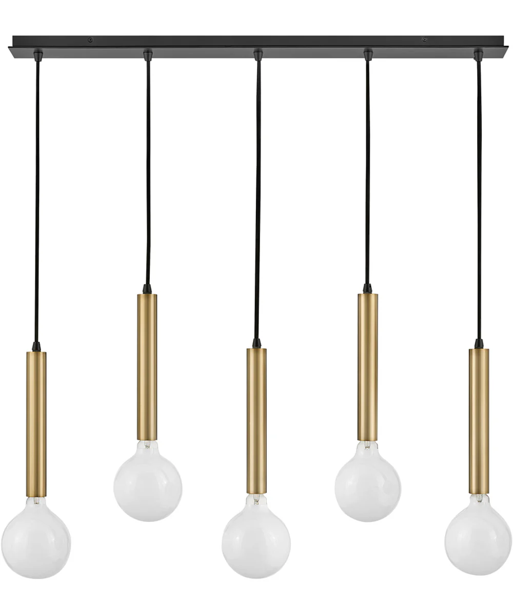 Bobbie 5-Light Large Five Light Linear Chandelier in Lacquered Brass - Image 6