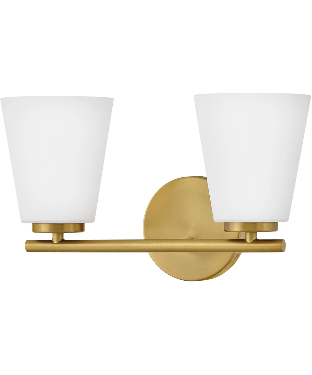Bri 2-Light Small Two Light Vanity in Lacquered Brass - Image 4