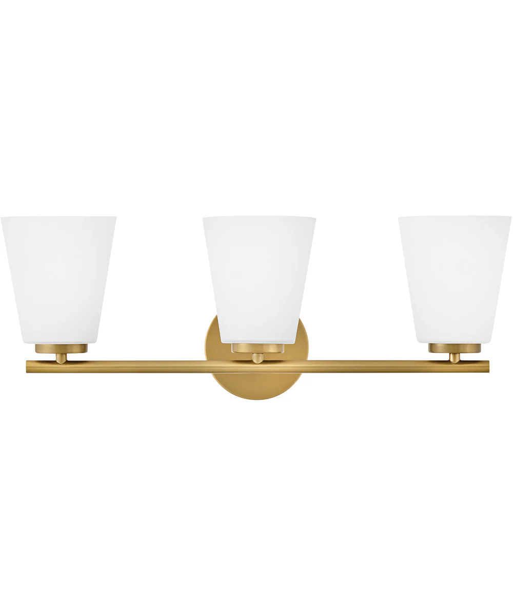Bri 3-Light Medium Three Light Vanity in Lacquered Brass