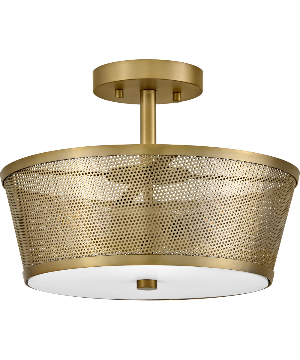 Cash 3-Light Medium Semi-Flush Mount in Lacquered Brass - Image 2