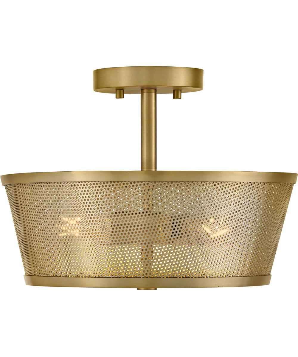 Cash 3-Light Medium Semi-Flush Mount in Lacquered Brass - Image 3