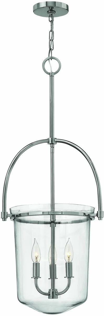 16"W Clancy 3-Light Chandelier Polished Nickel