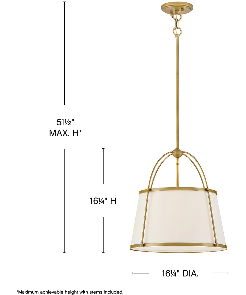 Clarke 1-Light Large Drum Pendant in Lacquered Dark Brass - Image 2