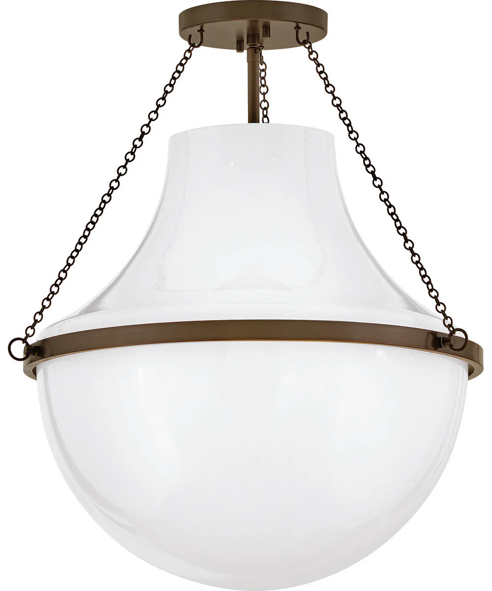 Collins 1-Light Medium Semi-Flush Mount in Heritage Bronze - Image 2