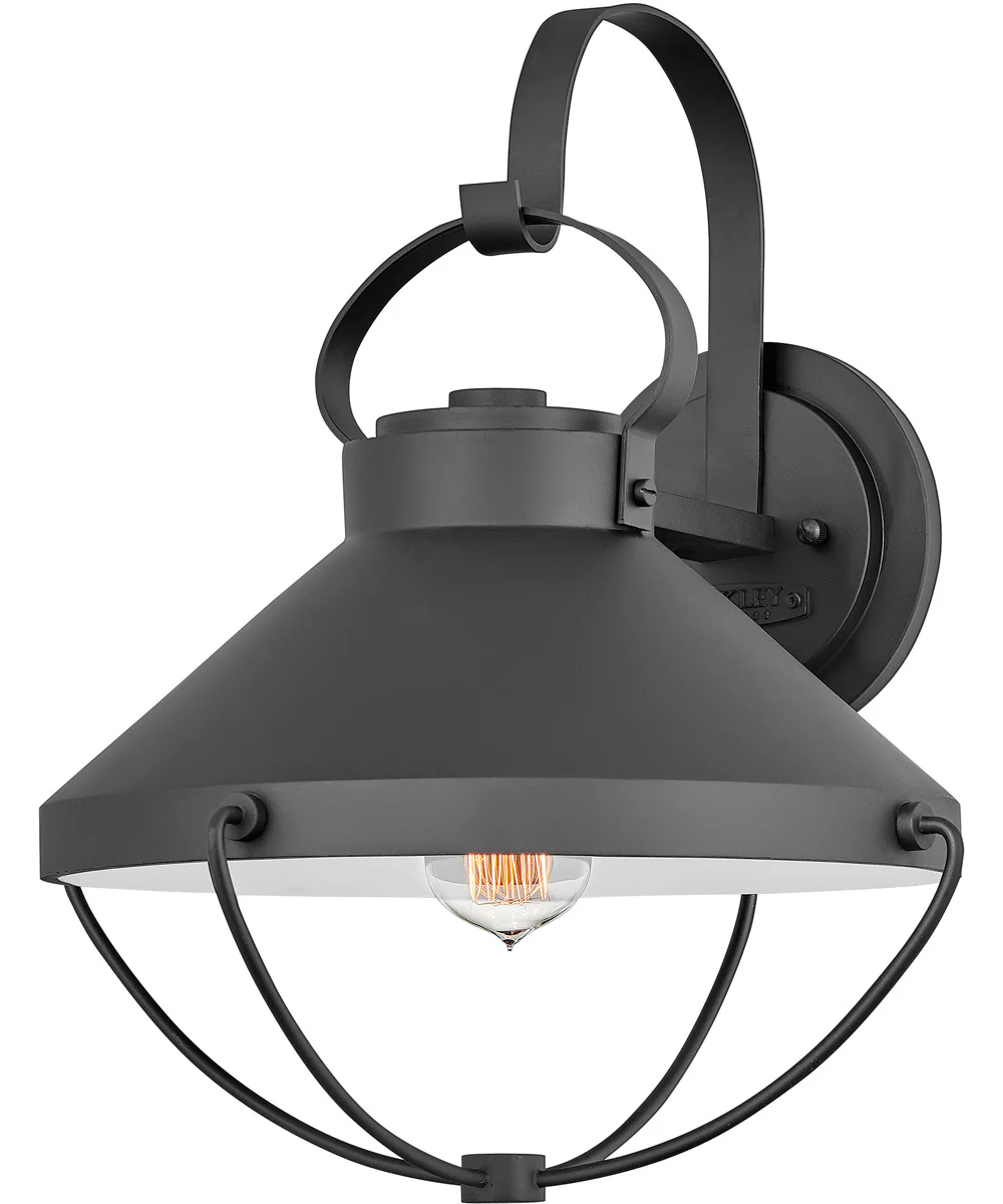 Crew 1-Light Large Outdoor Wall Mount Lantern in Black