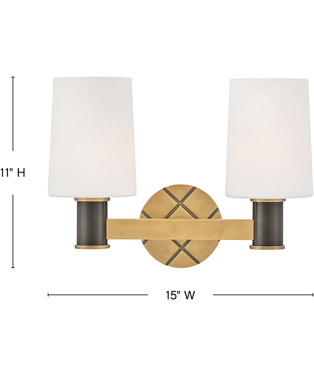 Declan 2-Light Small Two Light Vanity in Heritage Brass - Image 2
