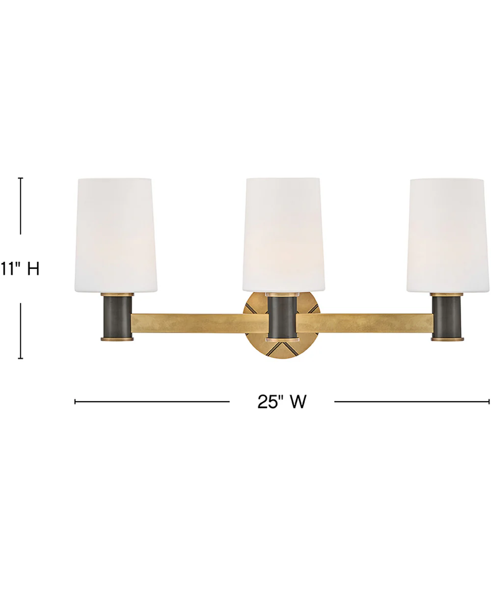 Declan 3-Light Medium Three Light Vanity in Heritage Brass - Image 2