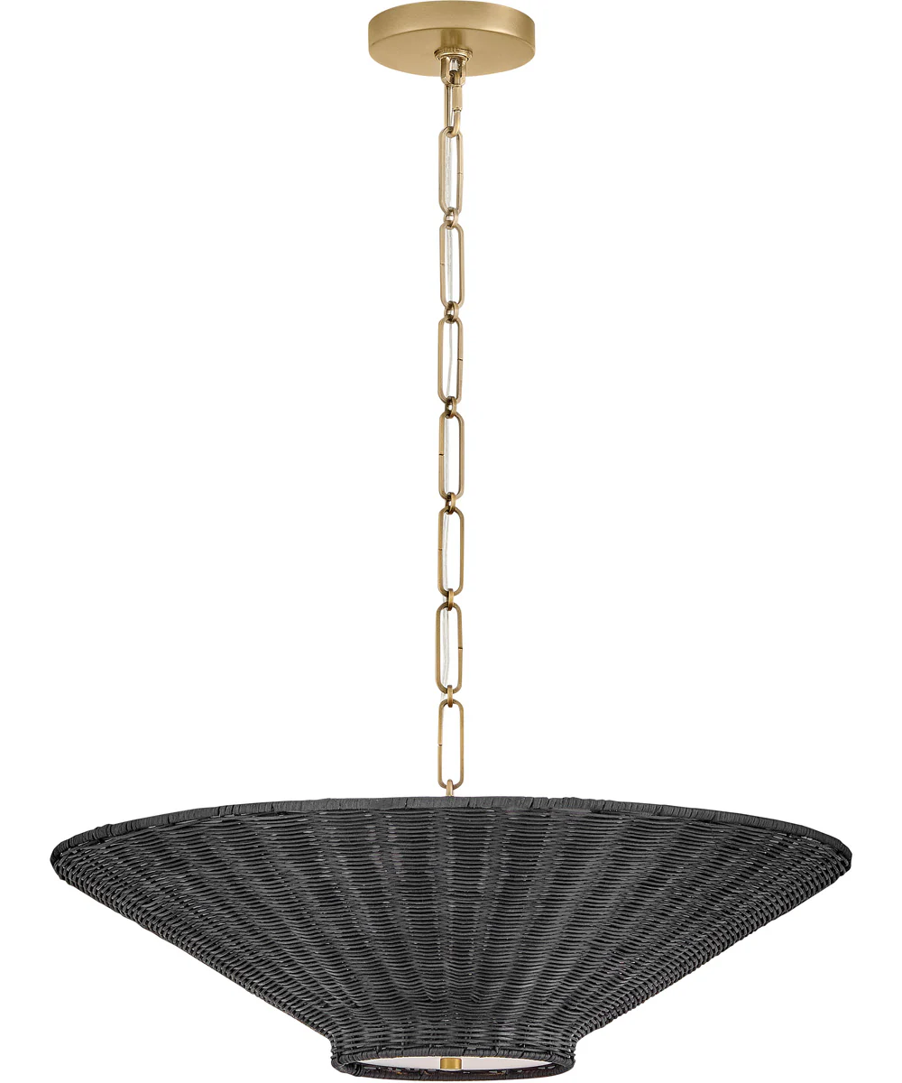 Delia 4-Light Small Convertible Chandelier in Lacquered Brass