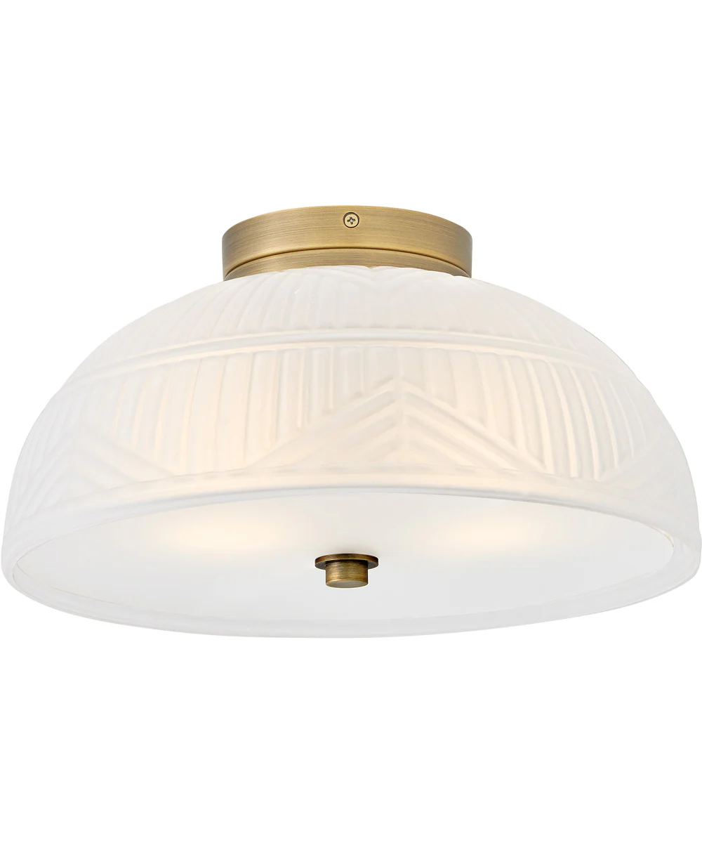 Devon 2-Light Small Flush Mount in Lacquered Brass - Image 3