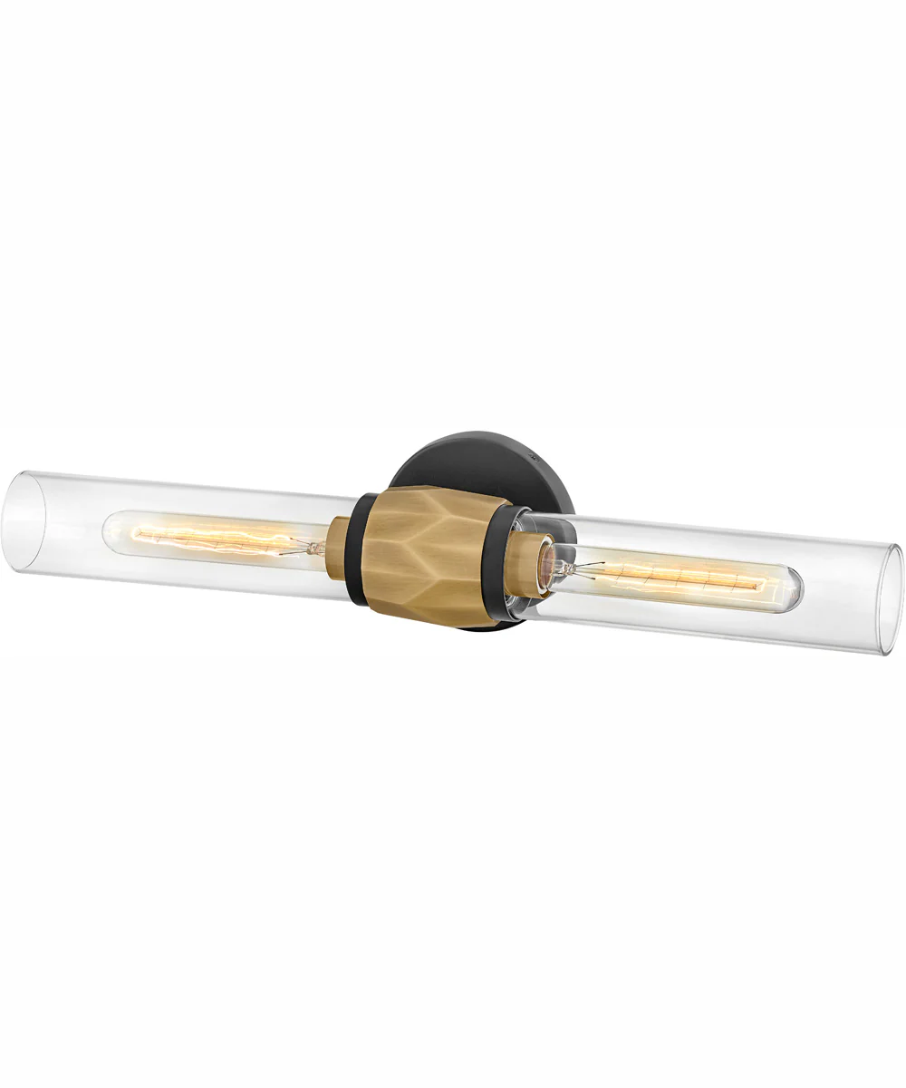 Ellison 2-Light Two Light Vanity in Black with Heritage Brass accents - Image 4