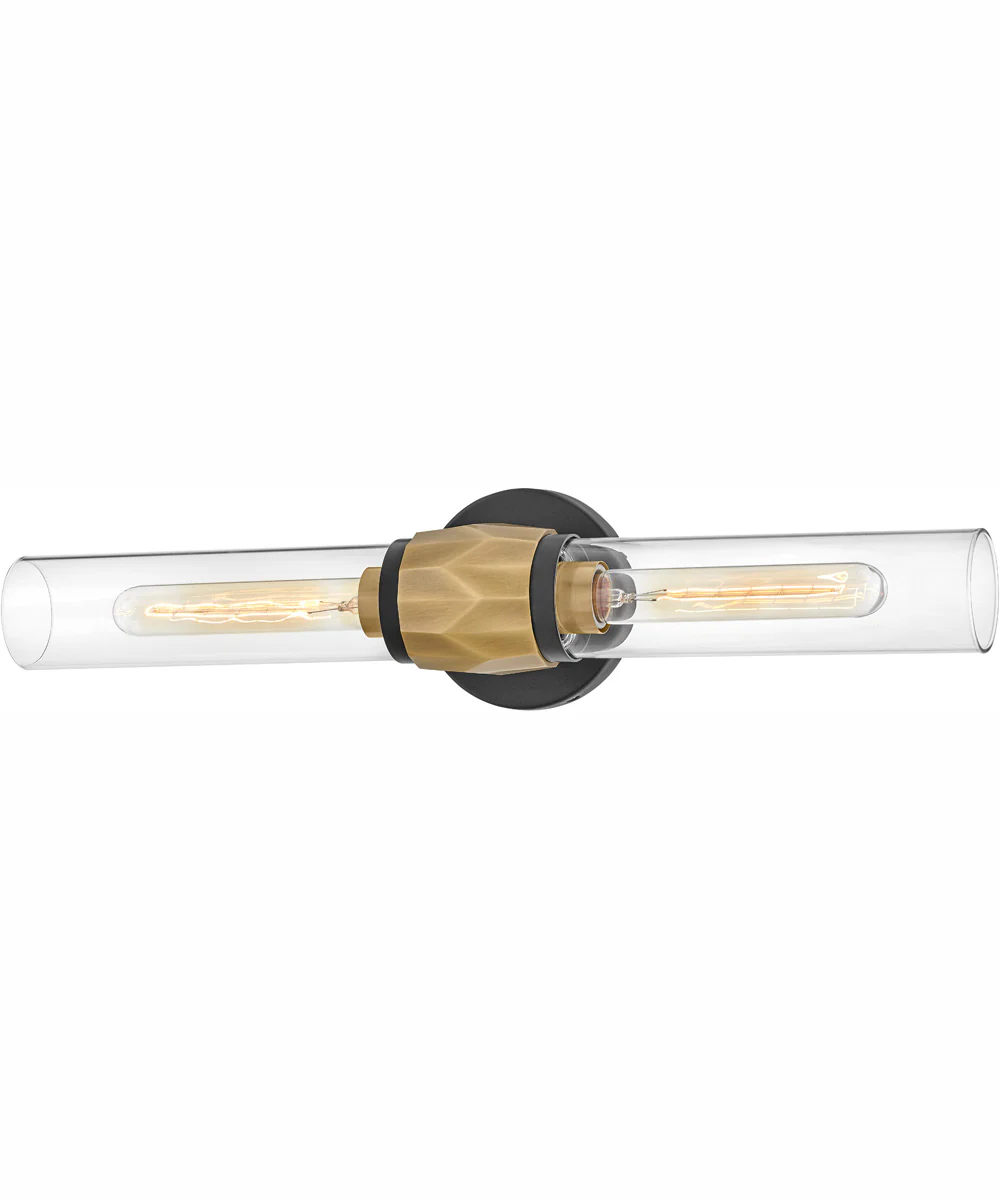 Ellison 2-Light Two Light Vanity in Black with Heritage Brass accents - Image 5