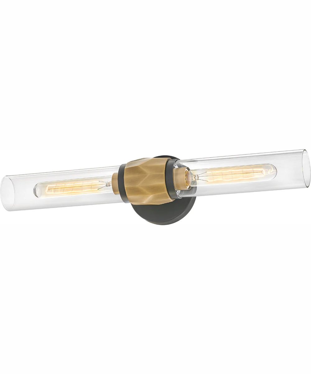 Ellison 2-Light Two Light Vanity in Black with Heritage Brass accents - Image 6