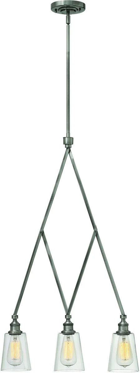 20"W Gatsby 3-Light Chandelier Polished Antique Nickel 4933PL