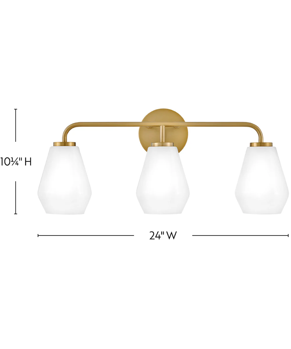 Gio 3-Light Medium Three Light Vanity in Lacquered Brass - Image 2