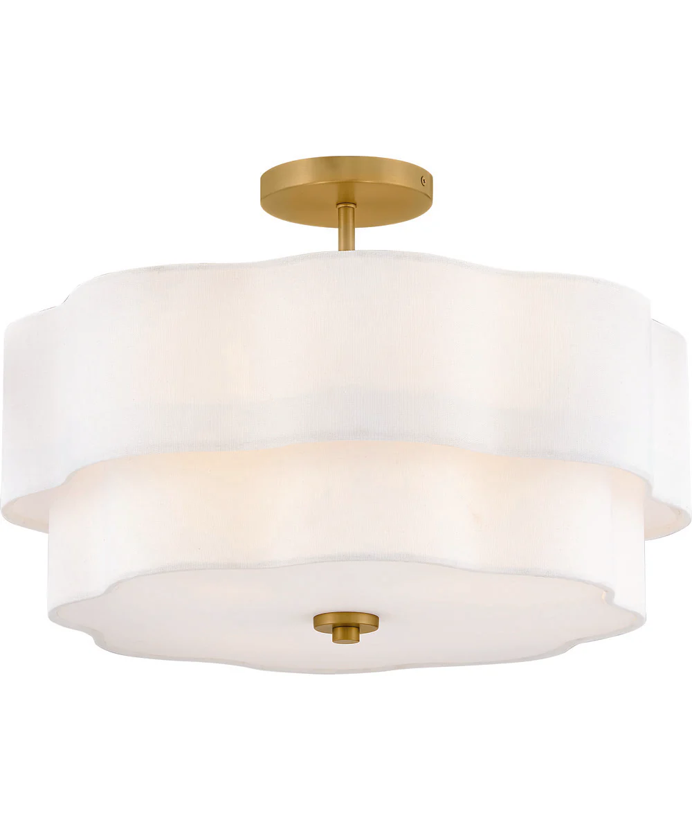 Gwen 4-Light Medium Semi-Flush Mount in Lacquered Brass