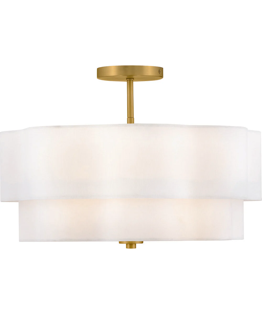 Gwen 4-Light Medium Semi-Flush Mount in Lacquered Brass - Image 3