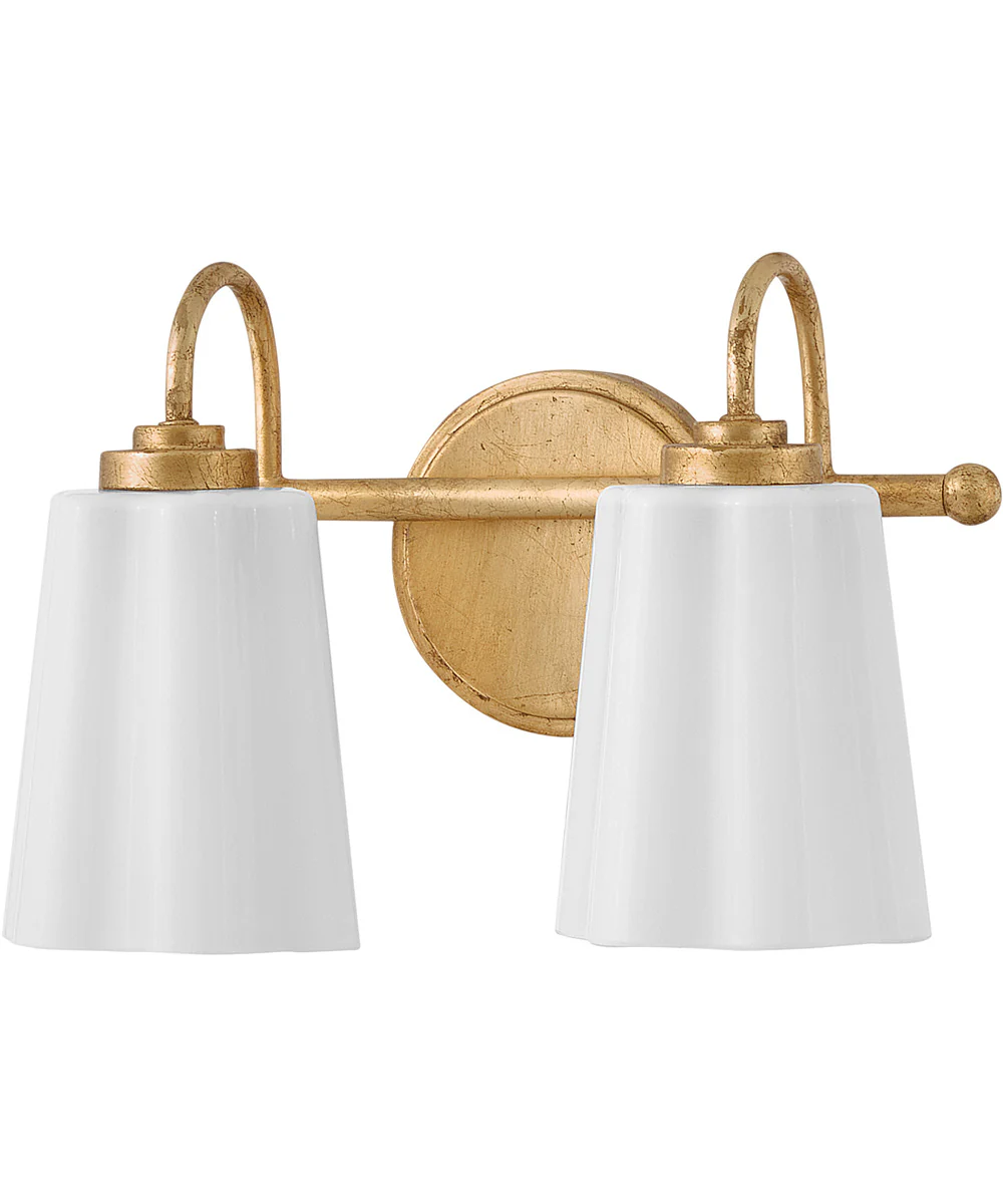 Honey 2-Light Small Two Light Vanity in Distressed Brass - Image 4