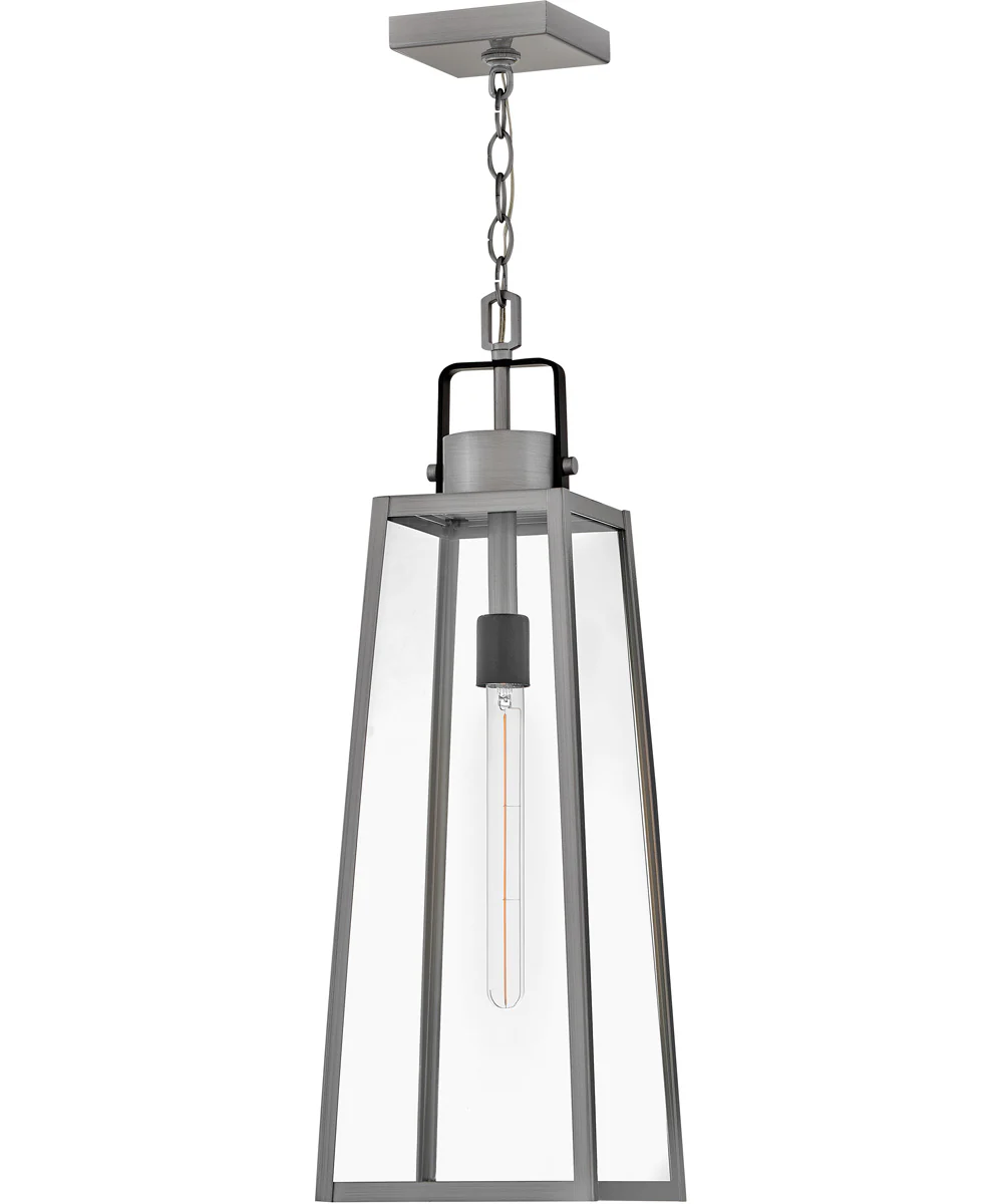 Hugh 1-Light Large Hanging Lantern in Antique Brushed Aluminum - Image 2