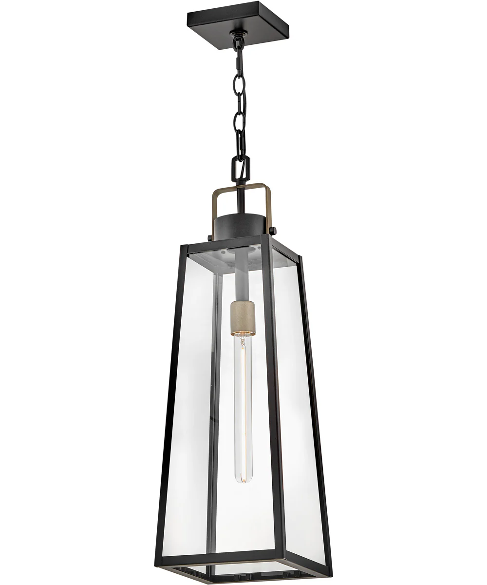 Hugh 1-Light Large Hanging Lantern in Black - Image 3