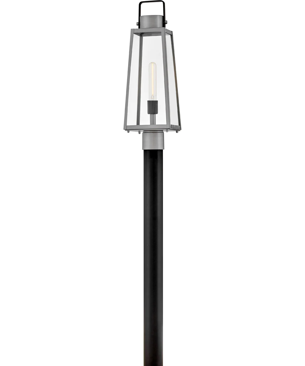 Hugh 1-Light Large Post Mount Lantern in Antique Brushed Aluminum - Image 3