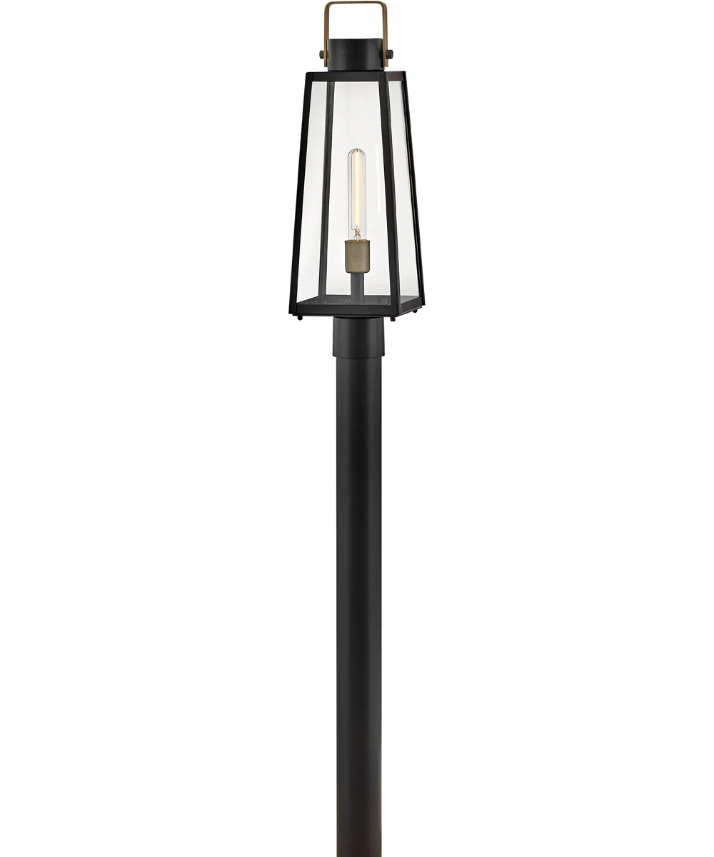 Hugh 1-Light Large Post Mount Lantern in Black