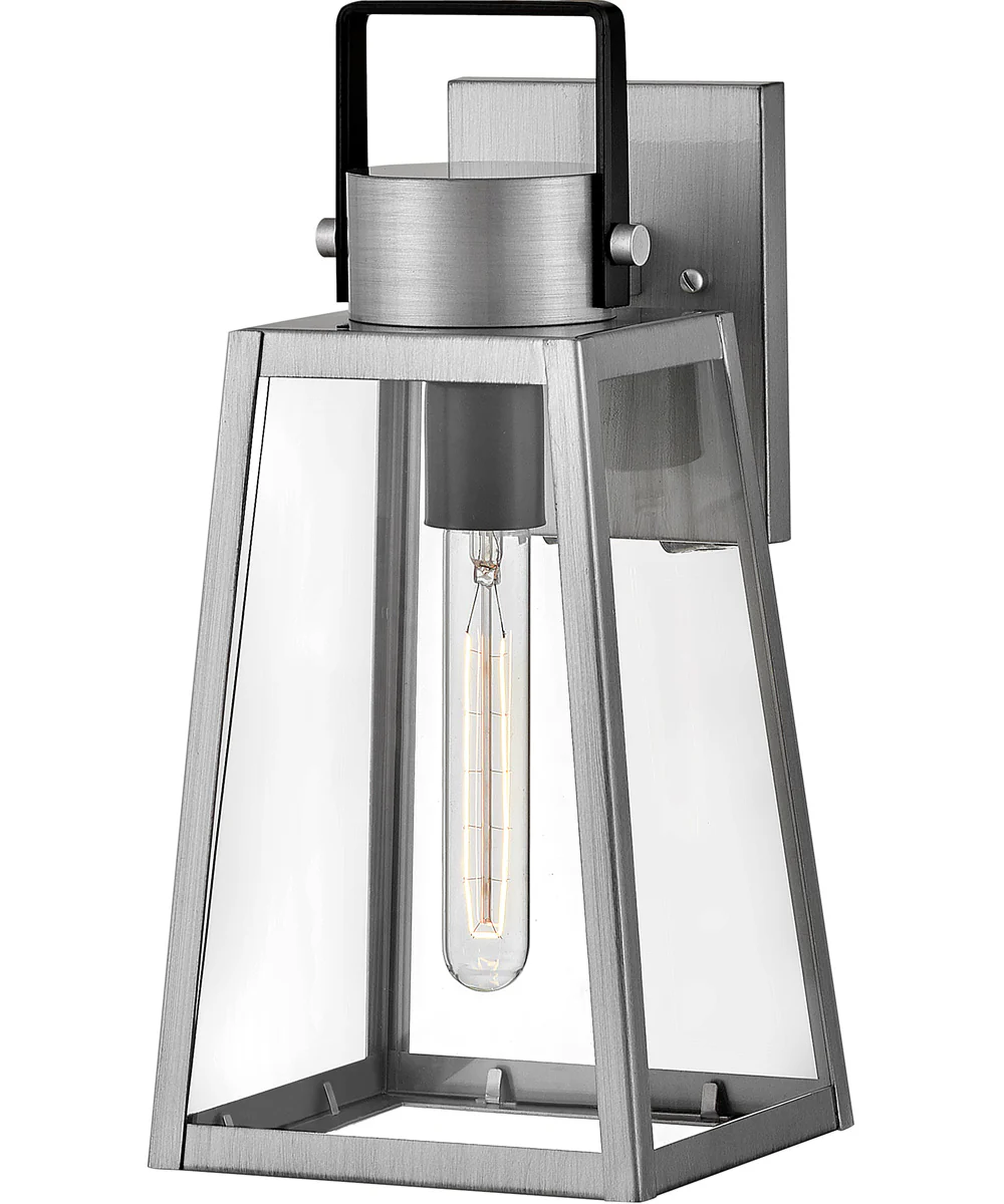 Hugh 1-Light Medium Wall Mount Lantern in Antique Brushed Aluminum