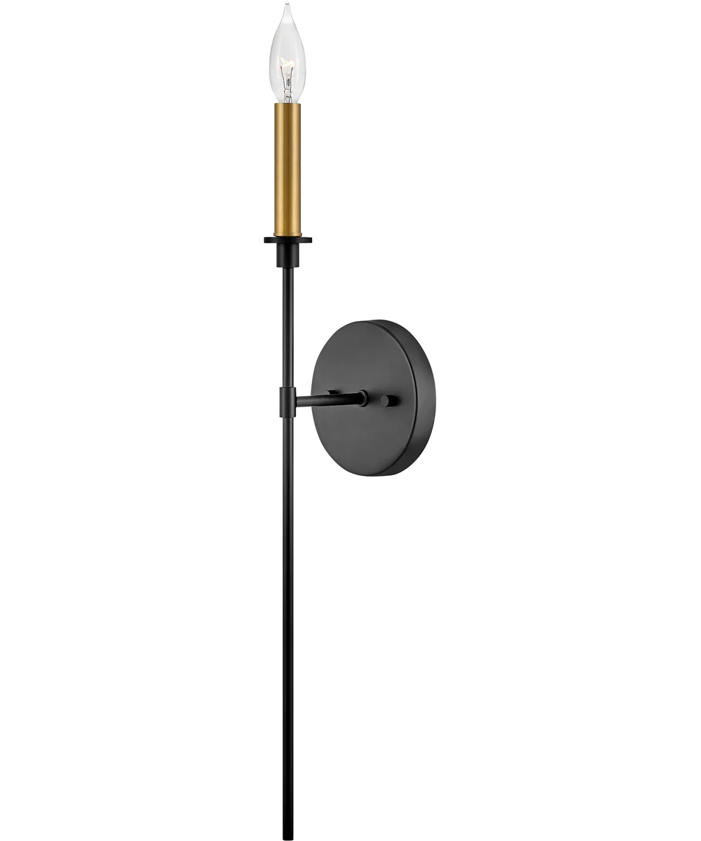 Hux 1-Light Large Single Light Tall Sconce in Black
